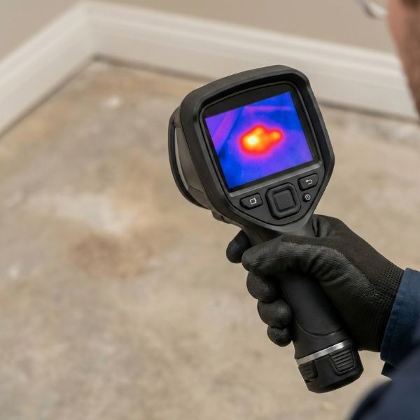 Non-invasive leak detection technology pinpointing leak under concrete