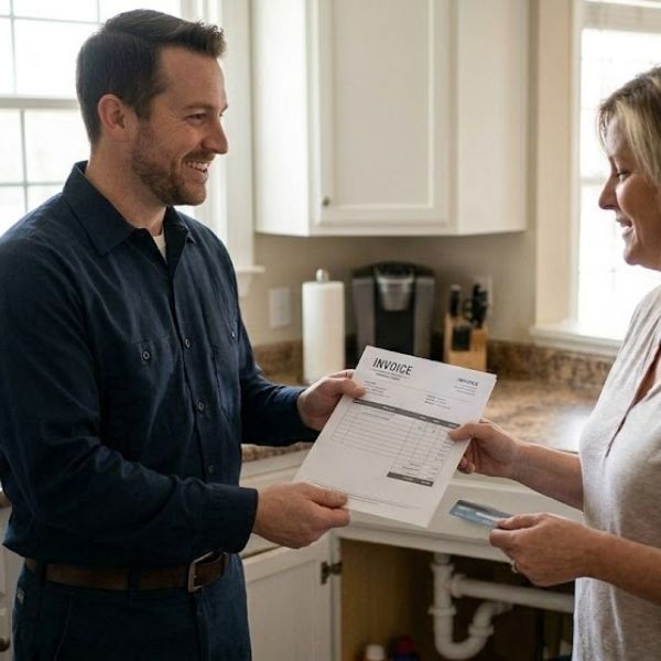 providing a happy customer an invoice